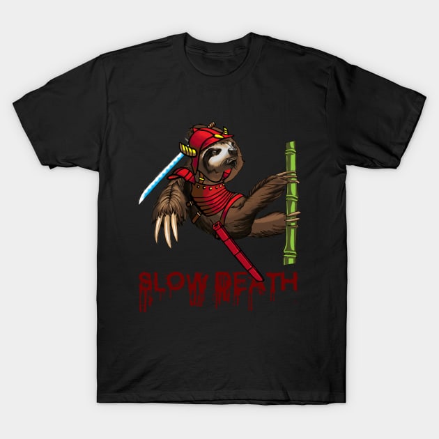 Slow Death Sloth Samurai Digital Art T-Shirt by ckandrus